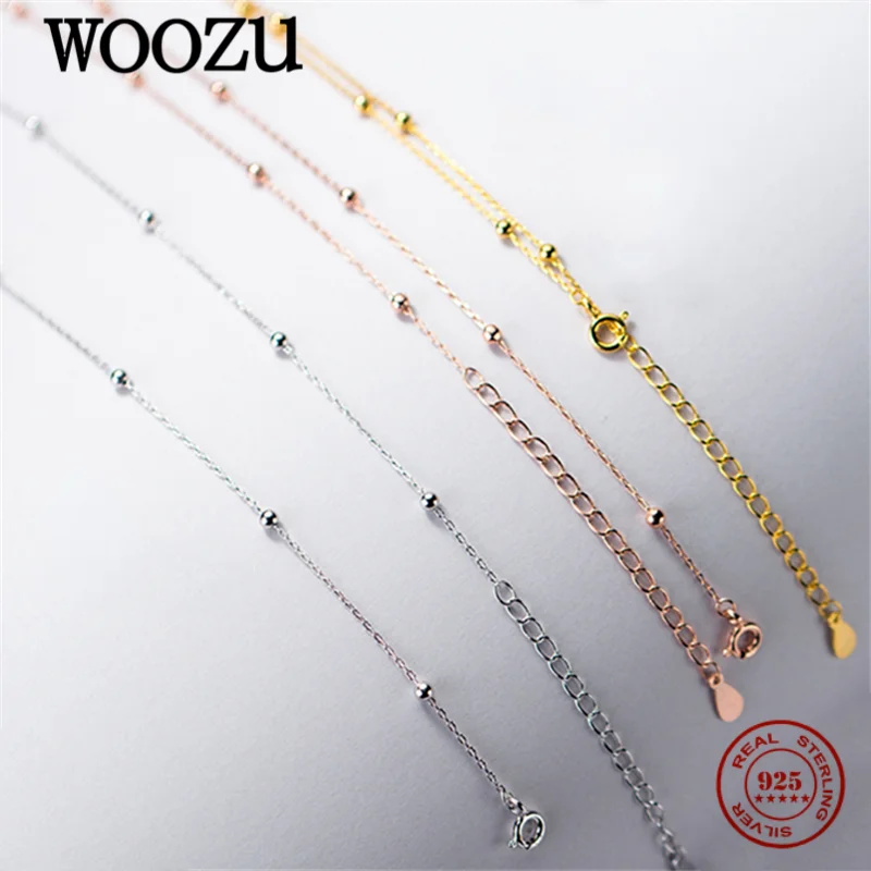 925 Silver Round Beads Chain Necklace for Women Party Gothic Punk Jewelry