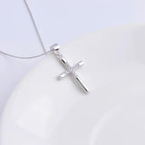 925 Silver Zircon Big Cross Necklace for Women