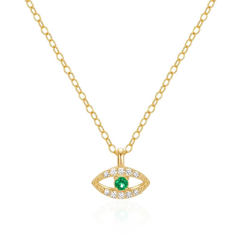 925 Silver Necklace Luck Green Evil Eye Choker Necklace