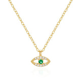925 Silver Necklace Luck Green Evil Eye Choker Necklace