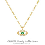 925 Silver Necklace Luck Green Evil Eye Choker Necklace