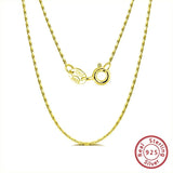 925 Silver 0.6mm Bamboo Chain Necklace 14K Plated Birthday Jewelry