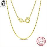 925 Silver 0.6mm Bamboo Chain Necklace 14K Plated Birthday Jewelry