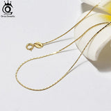 925 Silver 0.6mm Bamboo Chain Necklace 14K Plated Birthday Jewelry