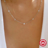 Round Diamond Necklace 925 Sterling Silver Plated Overlay Style Wedding Jewelry