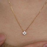 925 Silver Zircon Flower Diamond Pendant Necklace Dainty for Women Wedding