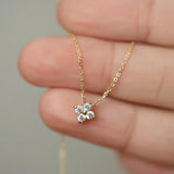 925 Silver Zircon Flower Diamond Pendant Necklace Dainty for Women Wedding