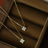 925 Silver Zircon Flower Diamond Pendant Necklace Dainty for Women Wedding