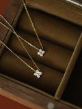 925 Silver Zircon Flower Diamond Pendant Necklace Dainty for Women Wedding