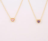 925 Silver Purple Pink Crystal Heart Pendant Necklace Mother's Gift