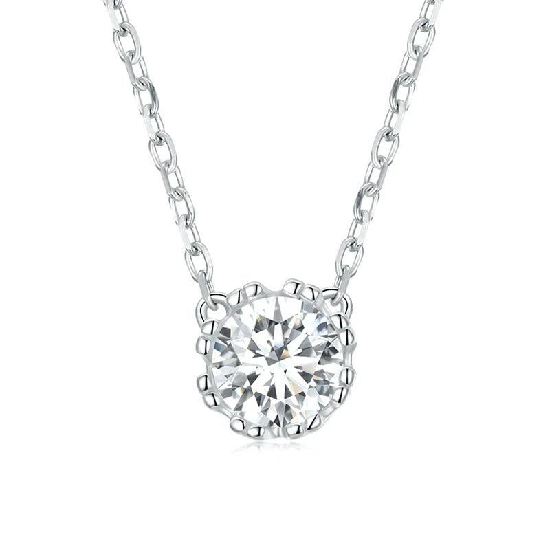 925 Silver Minimalist Necklace Transparent Zircon Chain Fine Jewelry