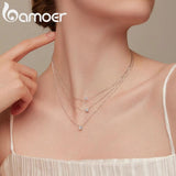925 Silver Minimalist Necklace Transparent Zircon Chain Fine Jewelry