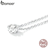 925 Silver Minimalist Necklace Transparent Zircon Chain Fine Jewelry