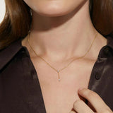 925 Silver Thin Chain Necklace With Zircon Pendant, Y Shape Clavicle Choker