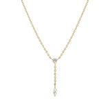 925 Silver Thin Chain Necklace With Zircon Pendant, Y Shape Clavicle Choker