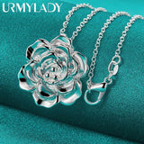 925 Silver Rose Pendant Necklace for Women