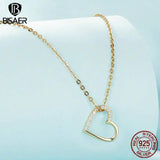 925 Silver Love Heart Pendant Necklace Zircon Chain Women Wedding Jewelry