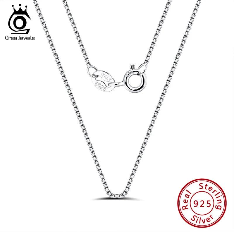 0.6mm Box Chain Necklace 925 Sterling Silver Pendant Necklaces For Women