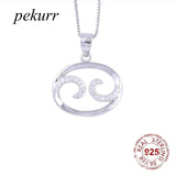 925 Silver Zircon Cancer Horoscope Necklace Women Zodiac Pendants