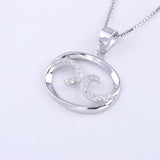 925 Silver Zircon Cancer Horoscope Necklace Women Zodiac Pendants