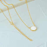 Glossy Disc Seashell Necklace S925 Sterling Silver