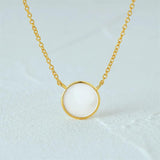 Glossy Disc Seashell Necklace S925 Sterling Silver