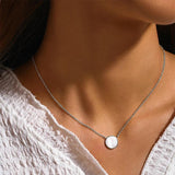 Glossy Disc Seashell Necklace S925 Sterling Silver