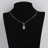 Pekurr 925 Silver Sea Turtle Necklace Zircon Pendant Women Fine Jewelry