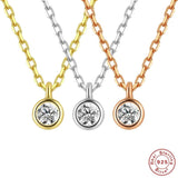 925 Silver 3mm Necklace Sparkling Zircon Clavicle Chain for Women