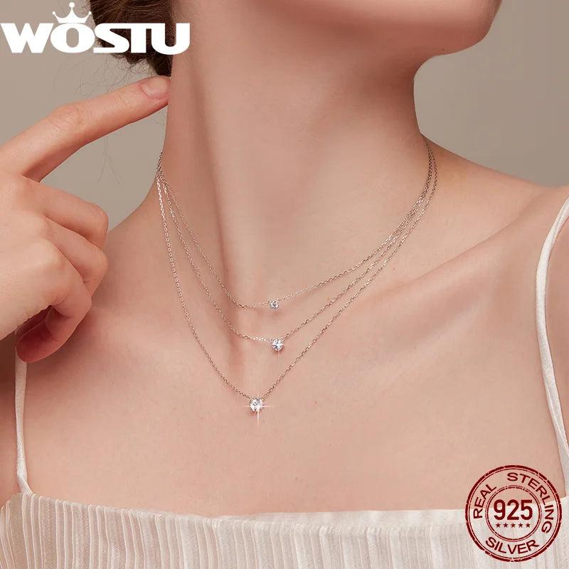 925 Sterling Silver Zircon Pendant Necklaces For Women
