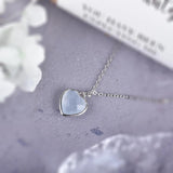 Aquamarine Heart Pendant Necklace Faceted Gemstone Lover Necklace for Women