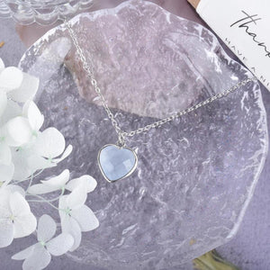 Aquamarine Heart Pendant Necklace Faceted Gemstone Lover Necklace for Women