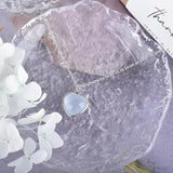 Aquamarine Heart Pendant Necklace Faceted Gemstone Lover Necklace for Women