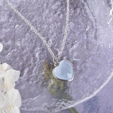 Aquamarine Heart Pendant Necklace Faceted Gemstone Lover Necklace for Women
