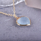 Aquamarine Heart Pendant Necklace Faceted Gemstone Lover Necklace for Women
