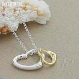 925 Silver Double Heart Pendant Necklace 18 Inch Chain Wedding Engagement Charm