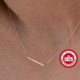 925 Silver Zircon Bar Pendant Collarbone Necklace for Women Girls