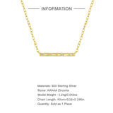 925 Silver Zircon Bar Pendant Collarbone Necklace for Women Girls