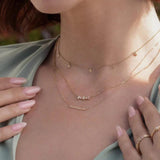 925 Silver Zircon Bar Pendant Collarbone Necklace for Women Girls