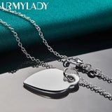 925 Silver Heart Pendant Necklace for Women Wedding Engagement Party