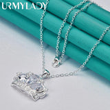 925 Silver Crown Zircon Pendant Necklace for Women