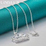 925 Silver Crown Zircon Pendant Necklace for Women