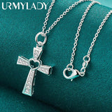 925 Silver Cross Love Necklace For Women Wedding Gift