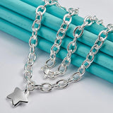 Sterling Silver Star Pendant Necklace 18 Inch Chain