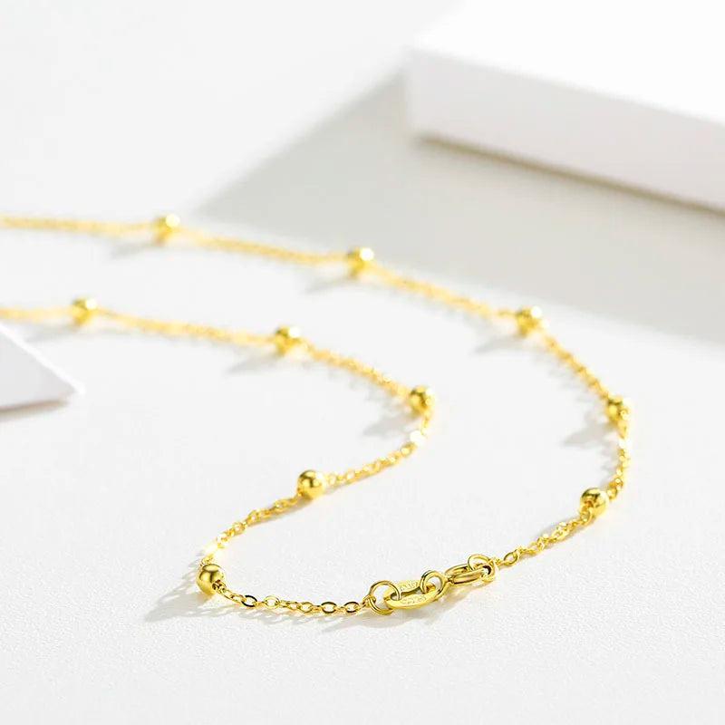 925 Sterling Silver Beaded Cross Chain Choker Necklace for Women Girls