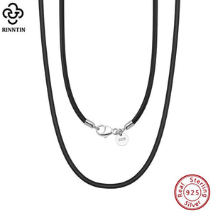 Italian 2mm Leather Cord Chain Necklace with 925 Sterling Silver Clasp