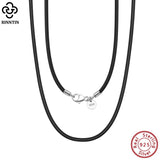 Italian 2mm Leather Cord Chain Necklace with 925 Sterling Silver Clasp