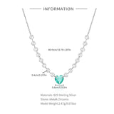 Zircon Necklace Silver Sapphire Heart Pendant Chain Wedding Jewelry