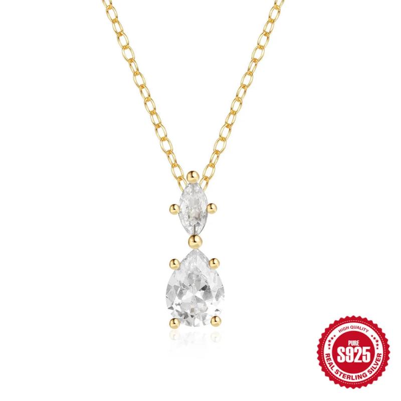 925 Silver Water Droplet Pendant Necklace for Women