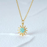 S925 Silver Turquoise Sunflower Necklace
